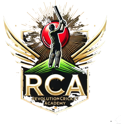 Revolution Cricket Academy logo — cricket stumps and ball